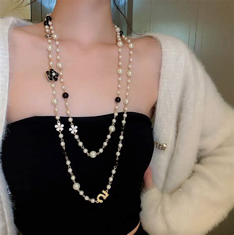 gold chanel necklace dupe|chanel knockoff pearl necklace.